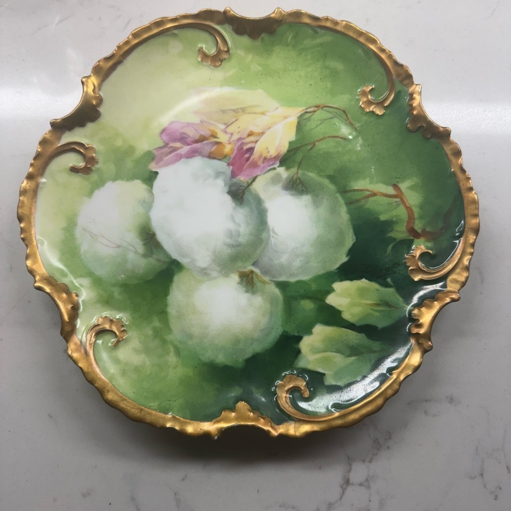 Limoges France Hand Painted & Signed Plate by Artist Duval. Coronet Stamp